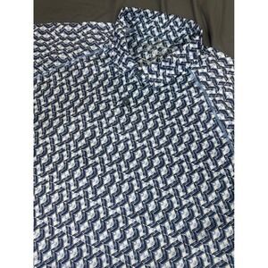 Tommy Bahama IslandZone Mens XL Blue Geometric Print Polo Shirt UPF 30 Golf